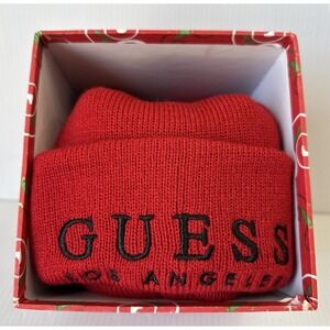 * New* Guess " Los Angeles" Red Beanie W/Tags